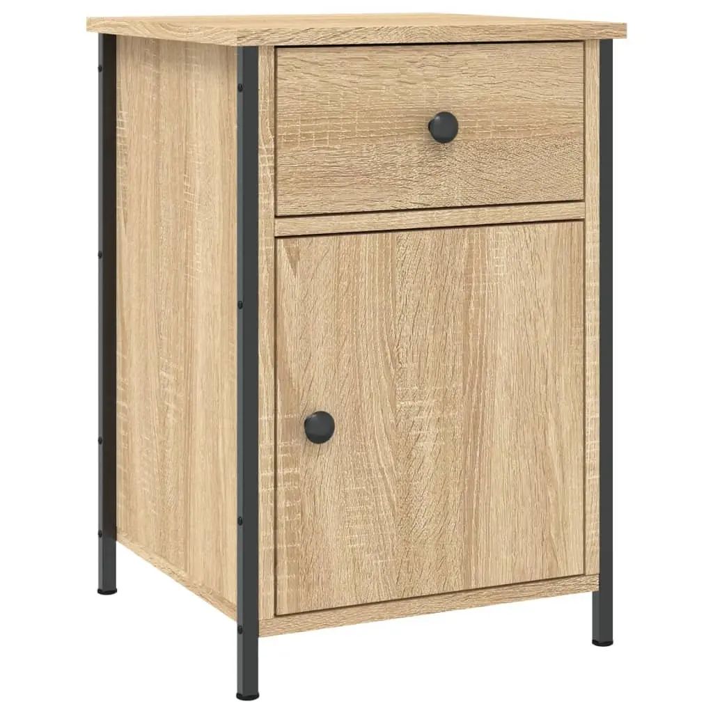 Bedside Cabinet 2pc Nightstand Storage Organiser Brown Engineered Wood