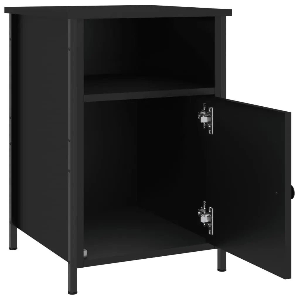 Bedside Cabinet Engineered Wood Black 40x42x60 cm Storage Nightstand Table