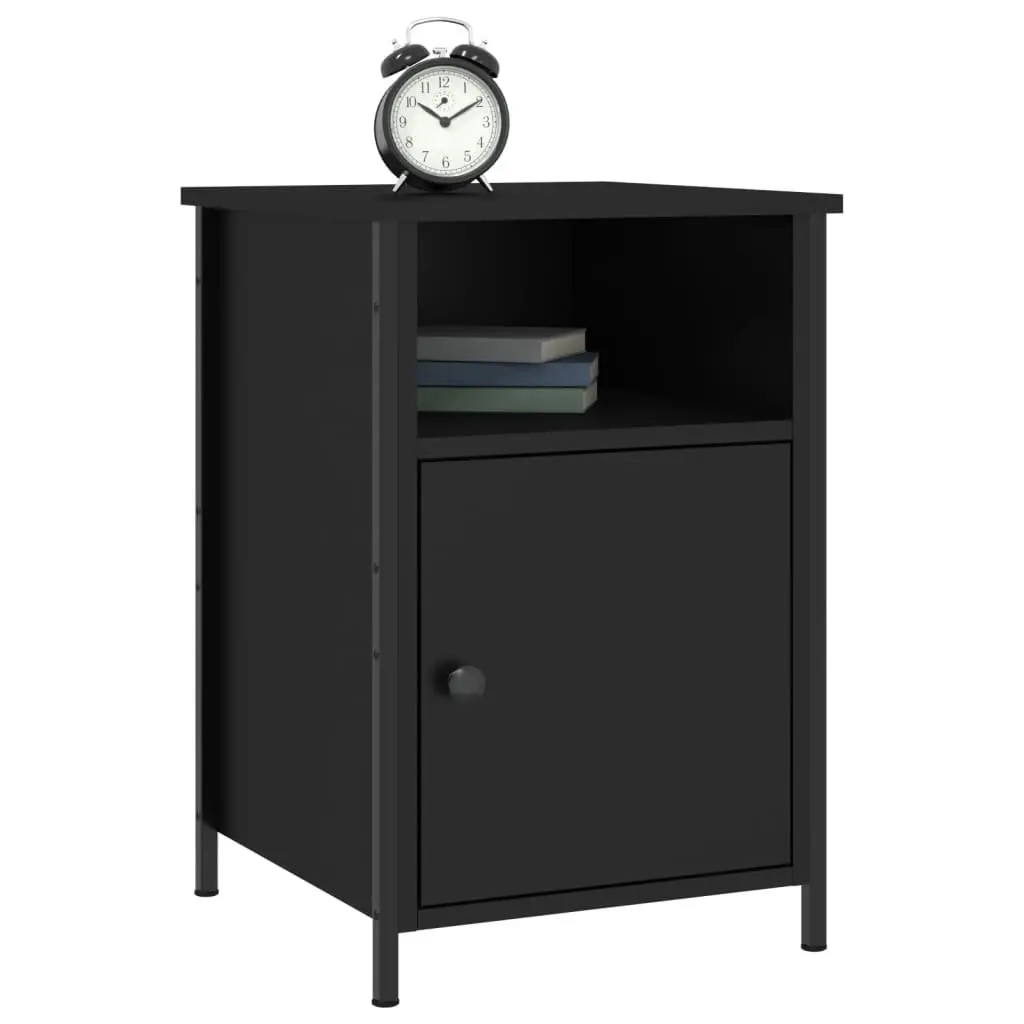 Bedside Cabinet Engineered Wood Black 40x42x60 cm Storage Nightstand Table