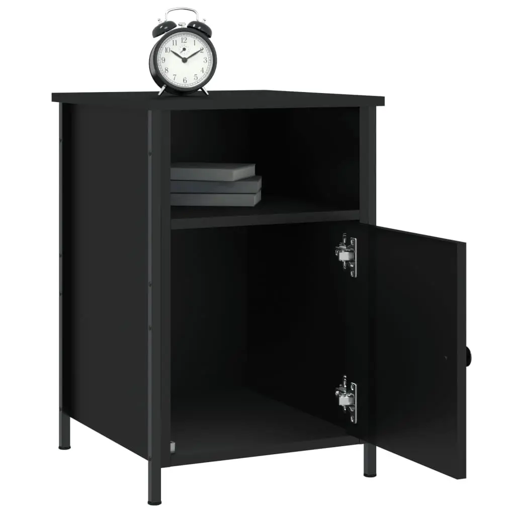 Bedside Cabinet Engineered Wood Black 40x42x60 cm Storage Nightstand Table