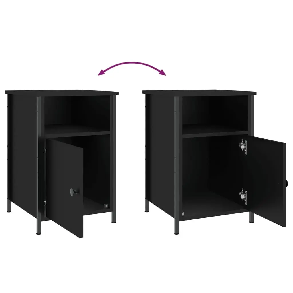 Bedside Cabinets 2 pcs Black Engineered Wood Nightstands Storage Organiser