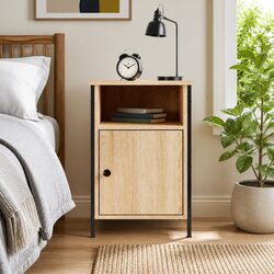 Brown Nightstand with Organized Storage
