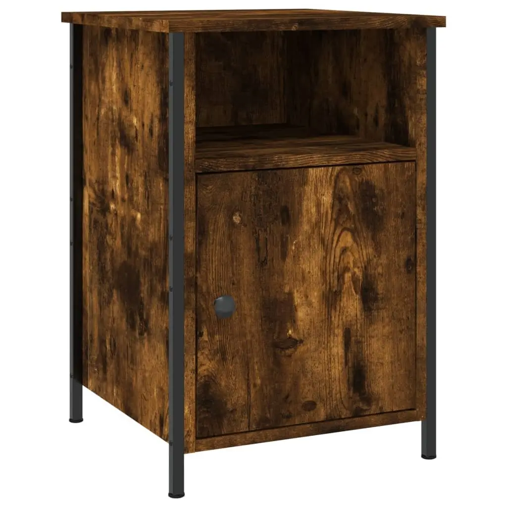 Bedside Cabinet Engineered Wood 40x42x60cm Smoked Oak Storage Nightstand Table 2 Piece