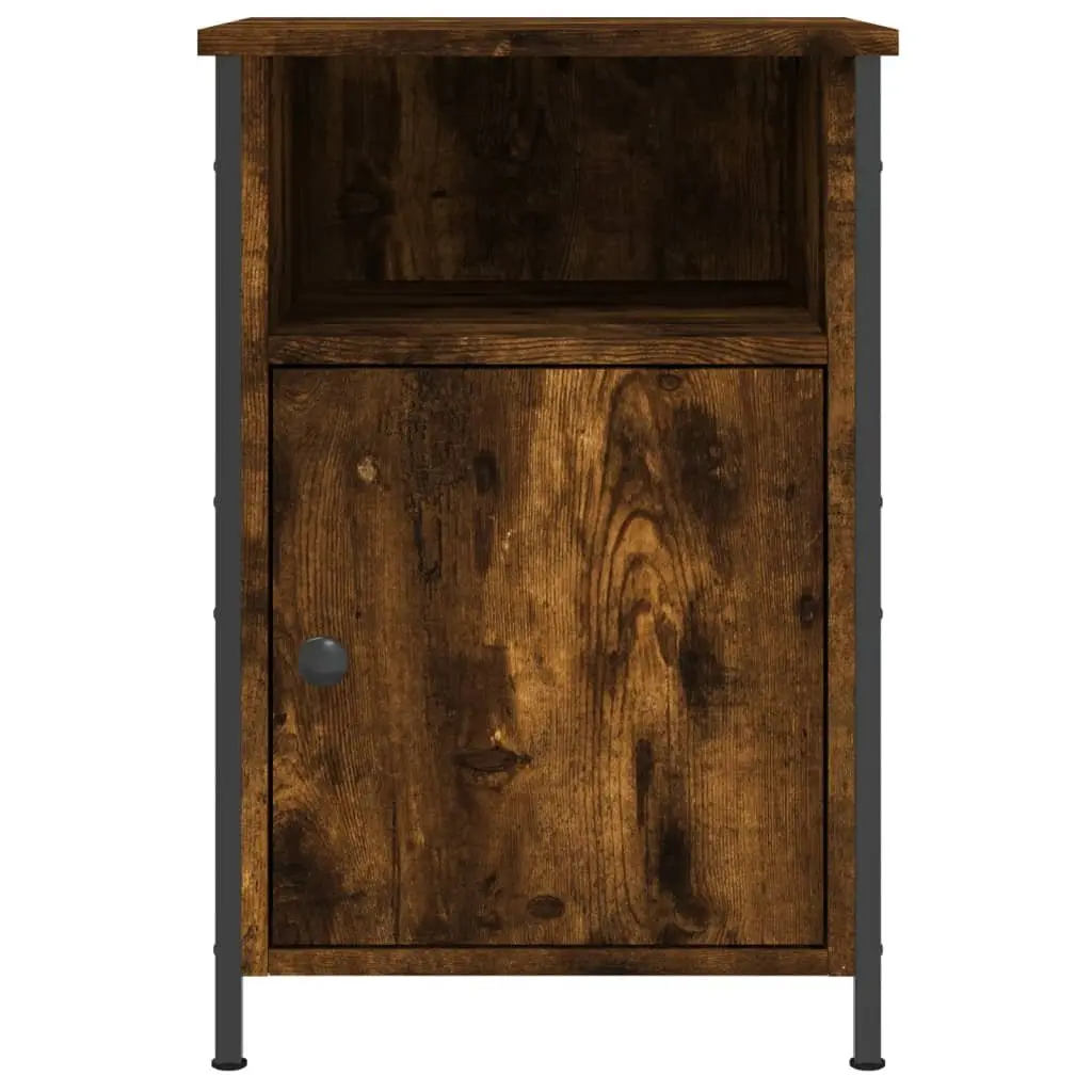 Bedside Cabinet Engineered Wood 40x42x60cm Smoked Oak Storage Nightstand Table 2 Piece