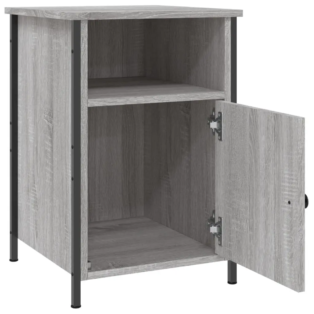 Engineered Wood Bedside Cabinets Grey Sonoma Storage 40x42x60cm Set of 2