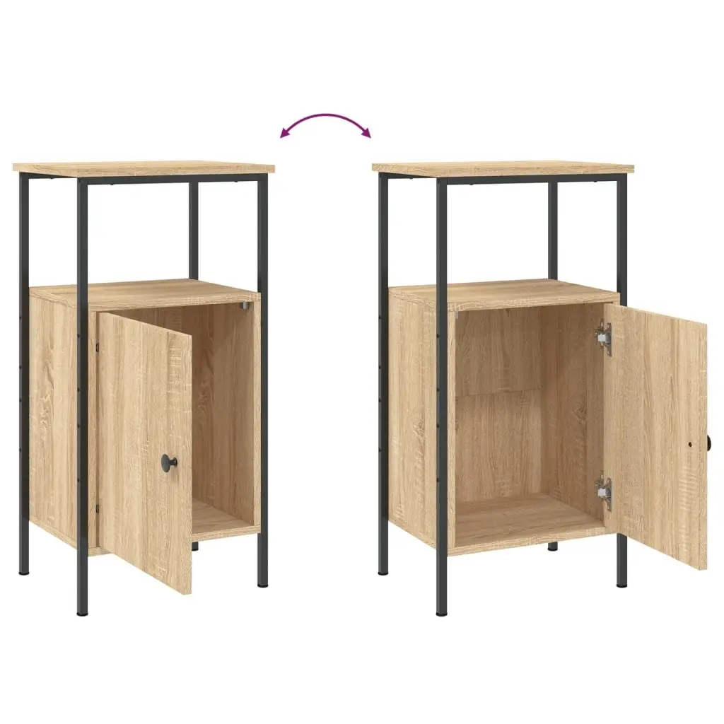 Industrial Nightstand Brown Engineered Wood 41x31x80 cm 2 Piece Bedside Cabinets