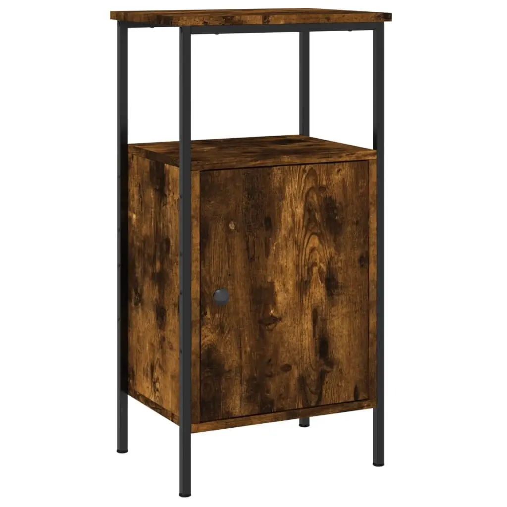 Bedside Cabinets Engineered Wood Iron Frame 41 x 31 x 80 cm Brown Smoked Oak 2 Piece