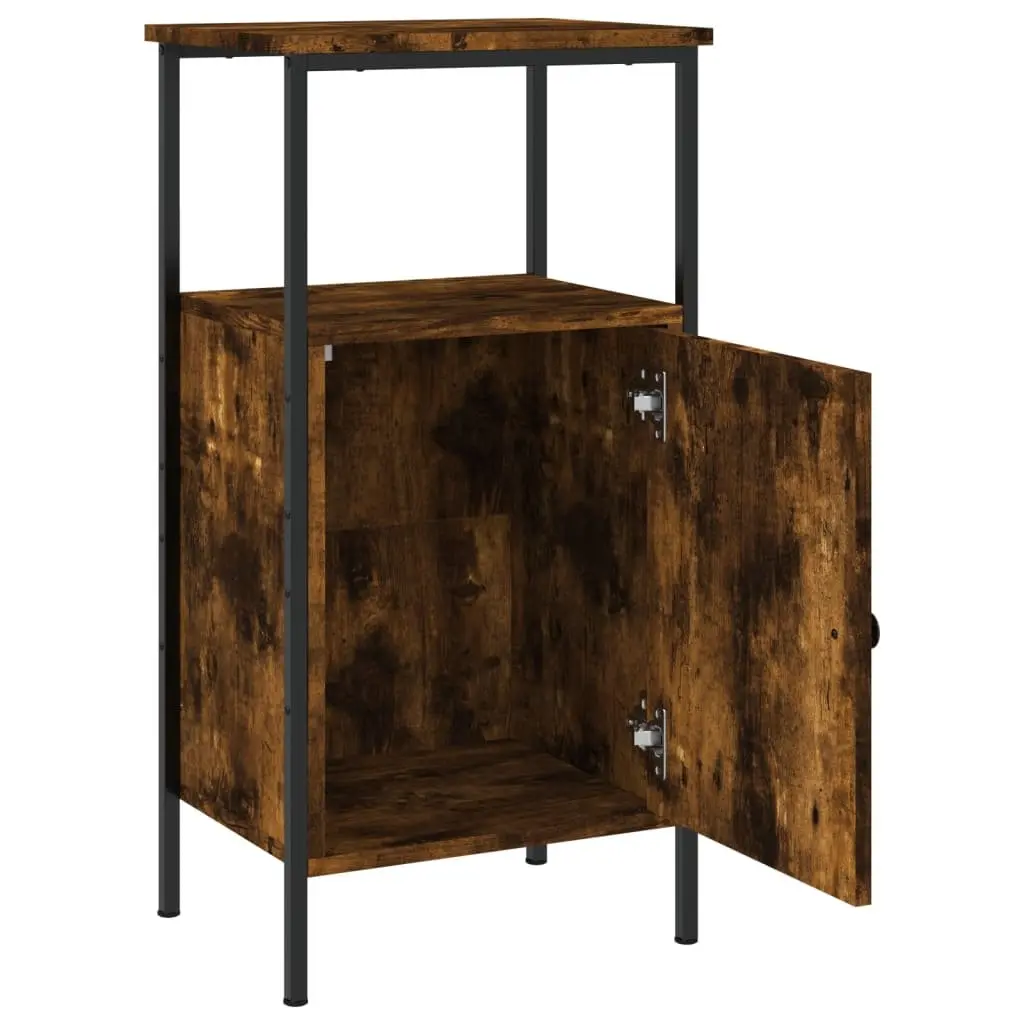 Bedside Cabinets Engineered Wood Iron Frame 41 x 31 x 80 cm Brown Smoked Oak 2 Piece