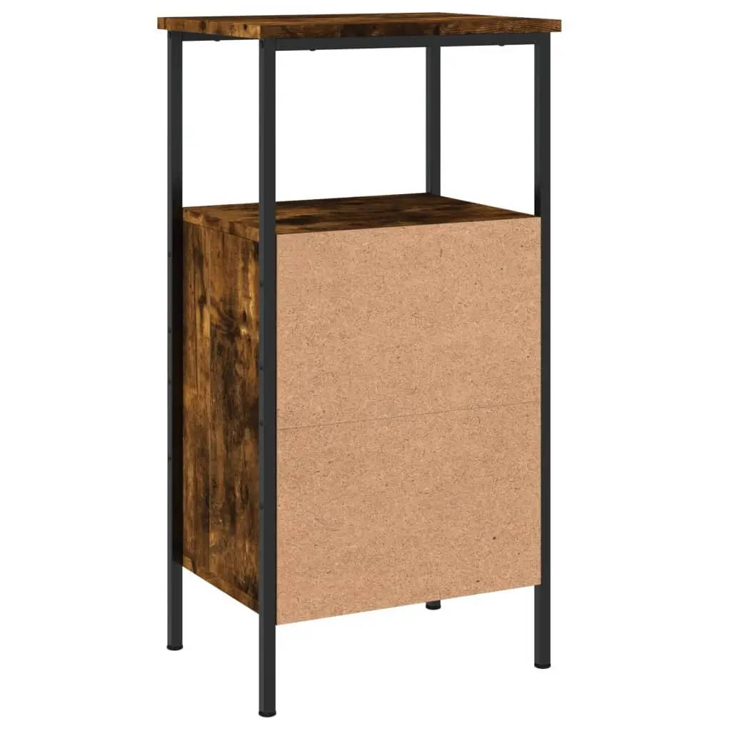 Bedside Cabinets Engineered Wood Iron Frame 41 x 31 x 80 cm Brown Smoked Oak 2 Piece