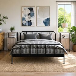 Functional Grey Nightstands - 2 Durable Cabinets