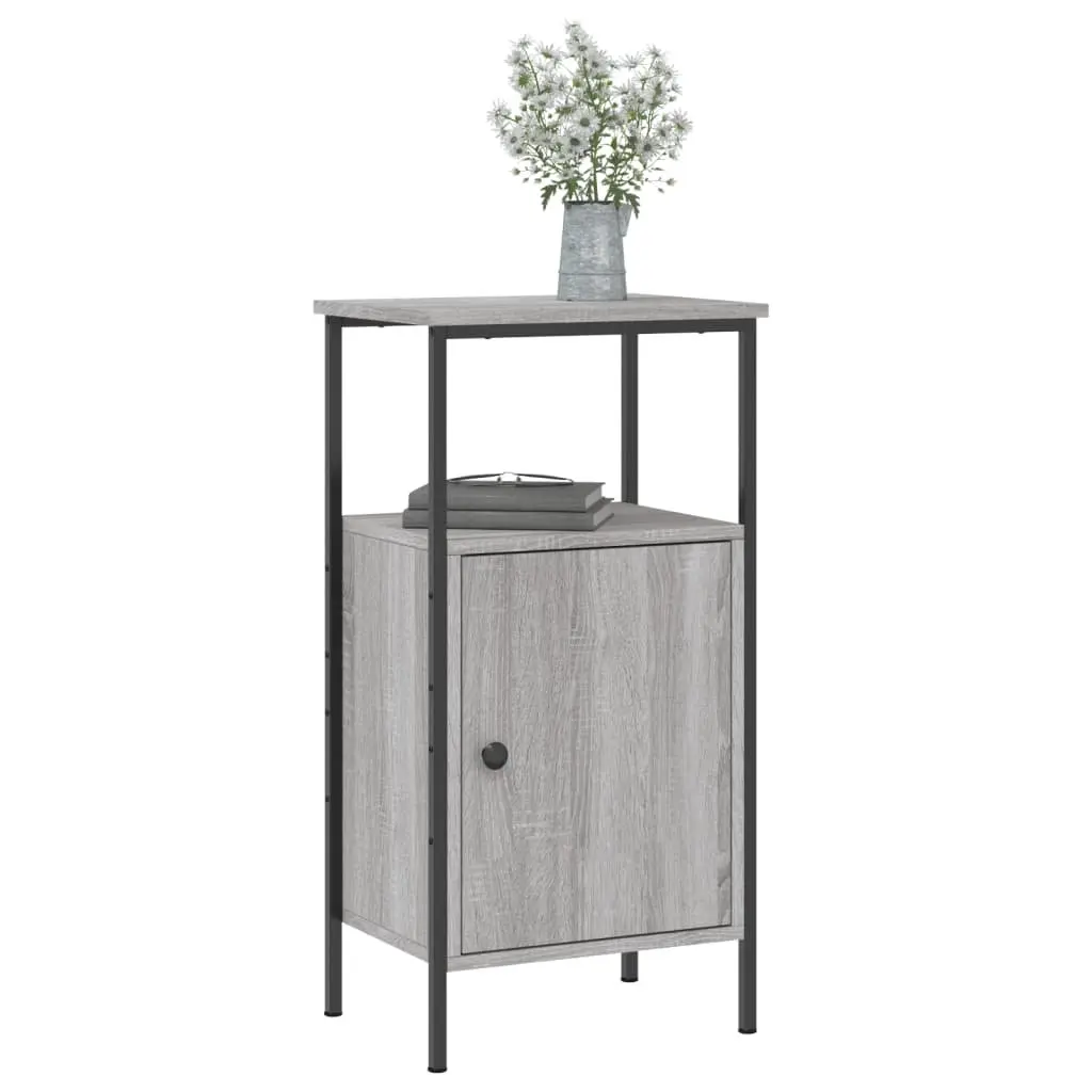 Grey Industrial Nightstand Storage Bedside Cabinets 2 Piece Engineered Wood and Iron Frame 41x31x80cm