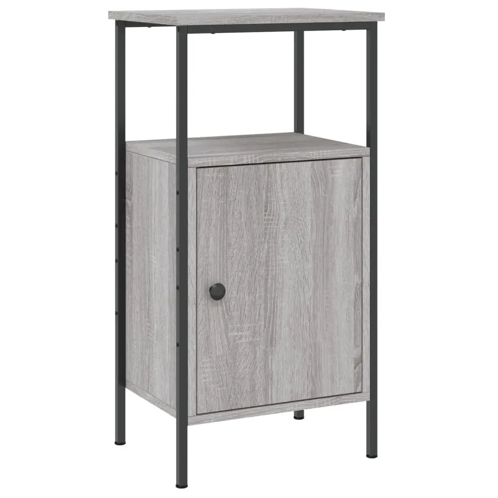 Grey Industrial Nightstand Storage Bedside Cabinets 2 Piece Engineered Wood and Iron Frame 41x31x80cm
