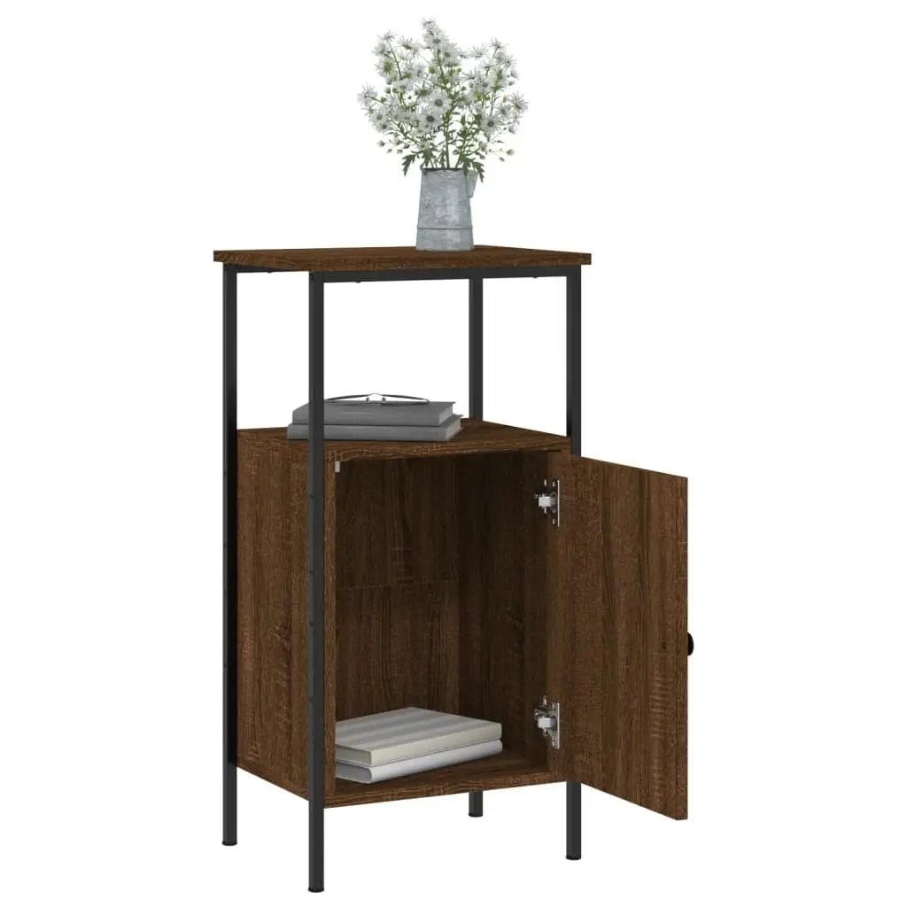 Bedside Cabinets 2 pcs Brown Oak Industrial Style Storage Nightstand 41x31x80cm