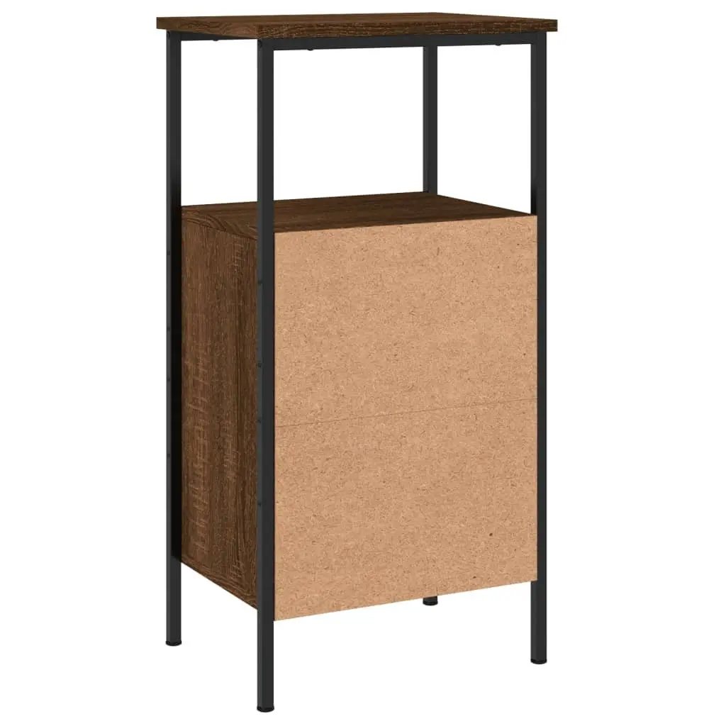 Bedside Cabinets 2 pcs Brown Oak Industrial Style Storage Nightstand 41x31x80cm