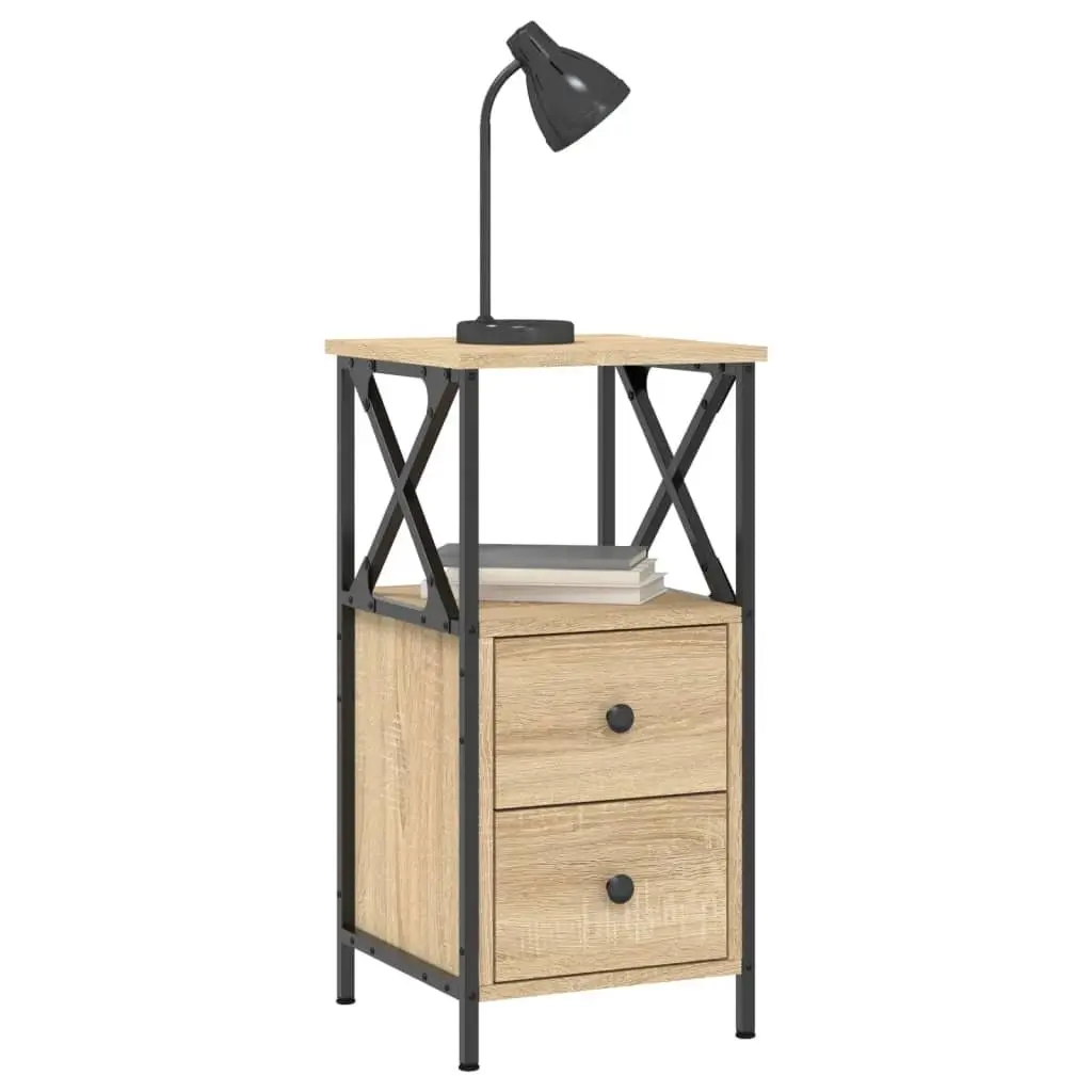 Bedside Cabinets 2 pcs Brown 34x35.5x70 cm Engineered Wood Storage Nightstands