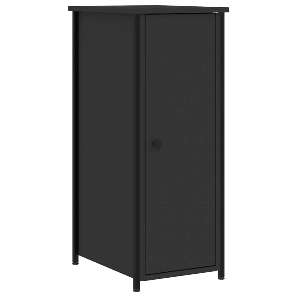 Bedside Cabinets Engineered Wood Iron Frame 32x42x80 cm Black 2 Piece Industrial Nightstand Storage