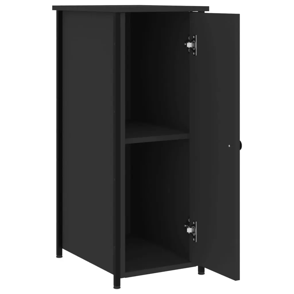 Bedside Cabinets Engineered Wood Iron Frame 32x42x80 cm Black 2 Piece Industrial Nightstand Storage