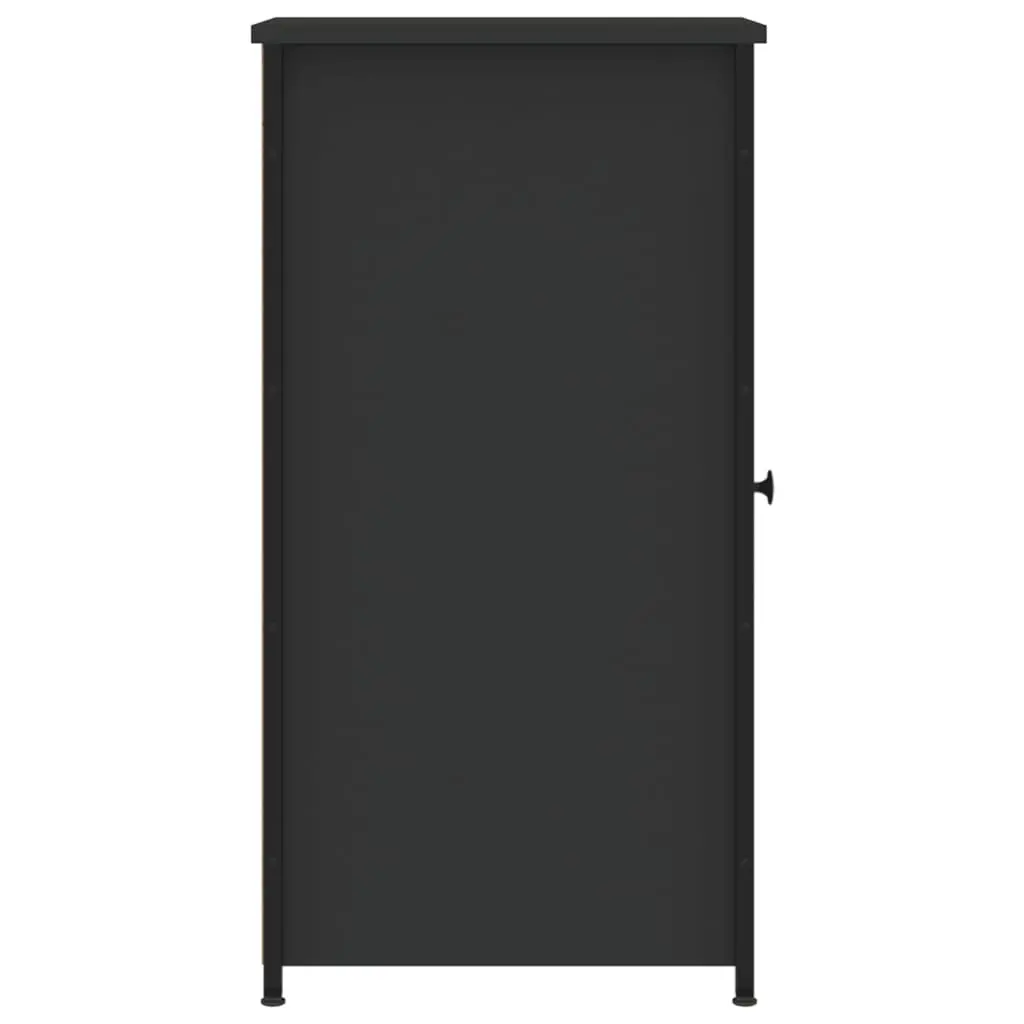 Bedside Cabinets Engineered Wood Iron Frame 32x42x80 cm Black 2 Piece Industrial Nightstand Storage