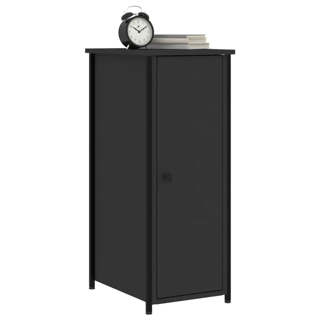 Bedside Cabinets Engineered Wood Iron Frame 32x42x80 cm Black 2 Piece Industrial Nightstand Storage