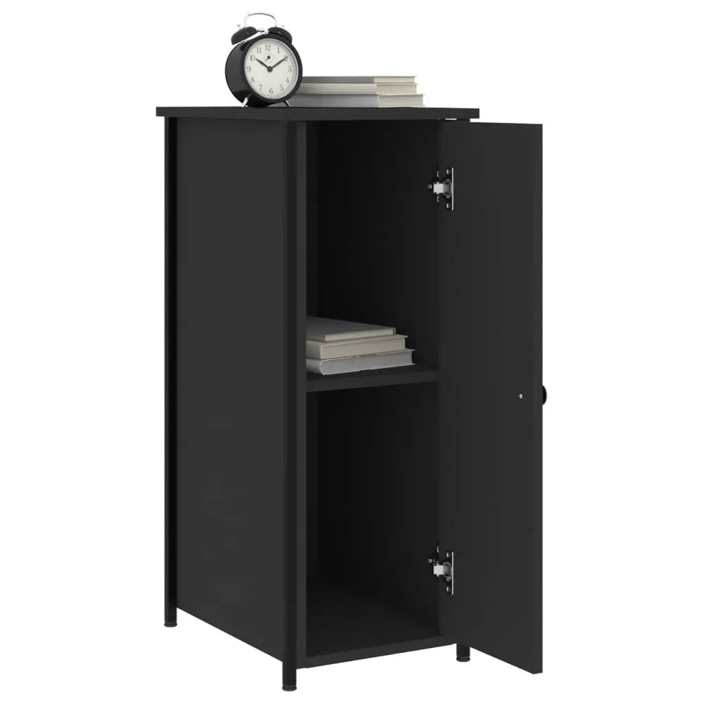 Bedside Cabinets Engineered Wood Iron Frame 32x42x80 cm Black 2 Piece Industrial Nightstand Storage