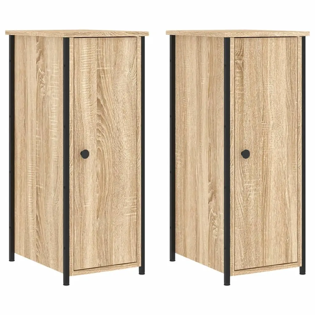 Bedside Cabinets 2 pcs Brown 32x42x80 cm Engineered Wood Nightstands Storage
