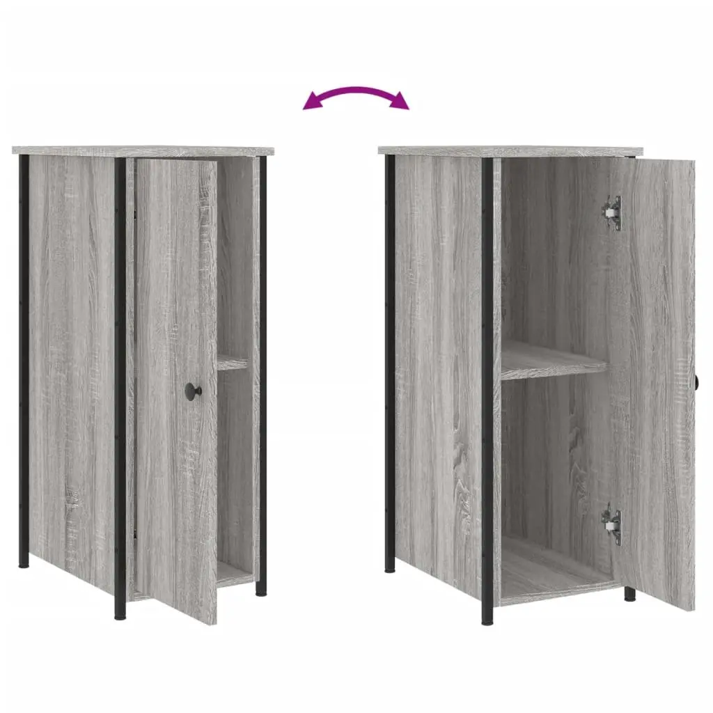 Industrial Style Bedside Cabinets Engineered Wood Grey Sonoma 2 Piece Set