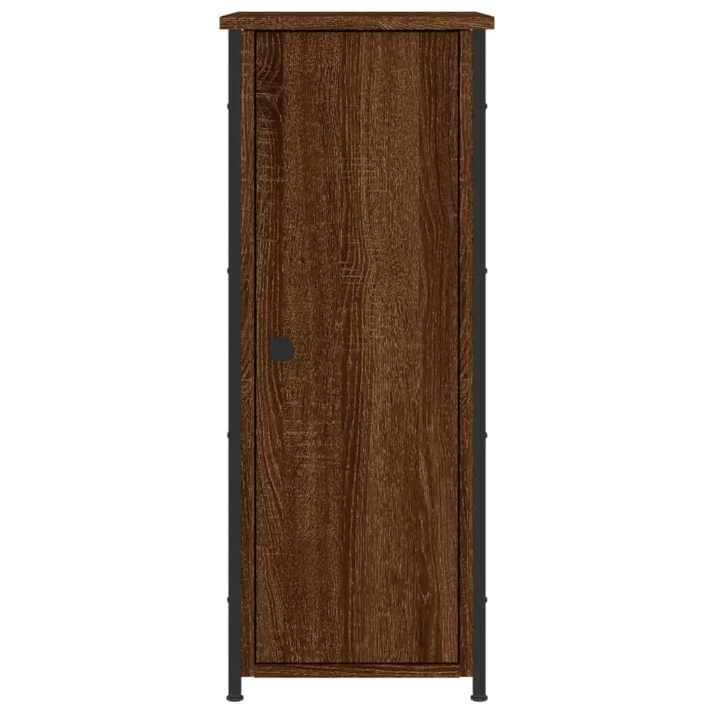 Bedside Cabinet Brown Oak 32x42x80cm Engineered Wood Industrial Style Storage
