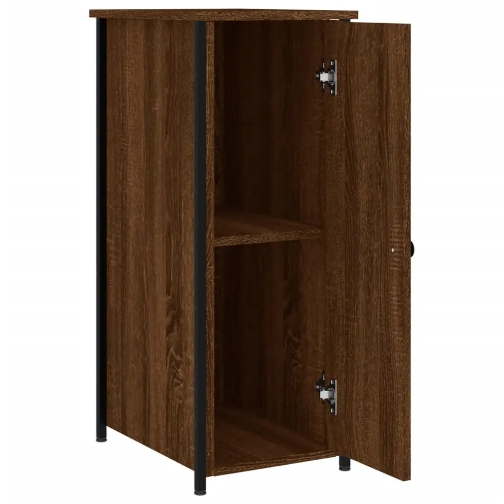Bedside Cabinet Brown Oak 32x42x80cm Engineered Wood Industrial Style Storage