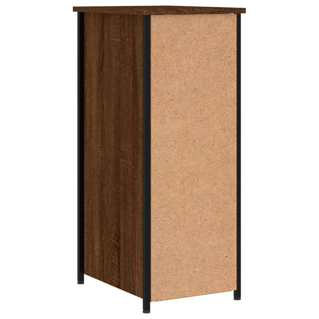 Bedside Cabinet Brown Oak 32x42x80cm Engineered Wood Industrial Style Storage
