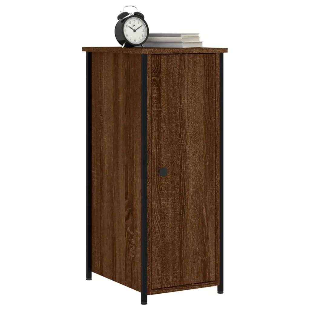 Bedside Cabinet Brown Oak 32x42x80cm Engineered Wood Industrial Style Storage