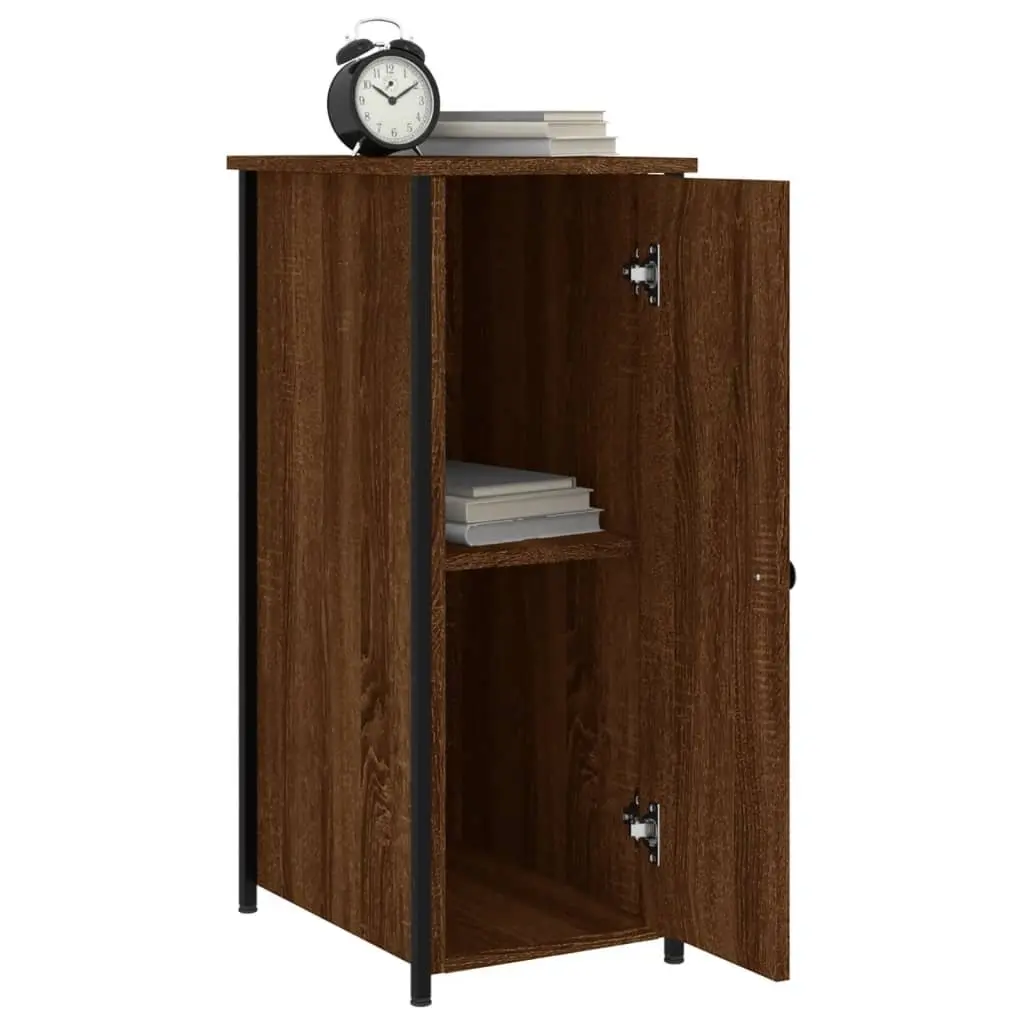 Bedside Cabinet Brown Oak 32x42x80cm Engineered Wood Industrial Style Storage