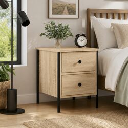 Bedside Cabinet Brown 40x42x50 cm Industrial Style Engineered Wood Storage
