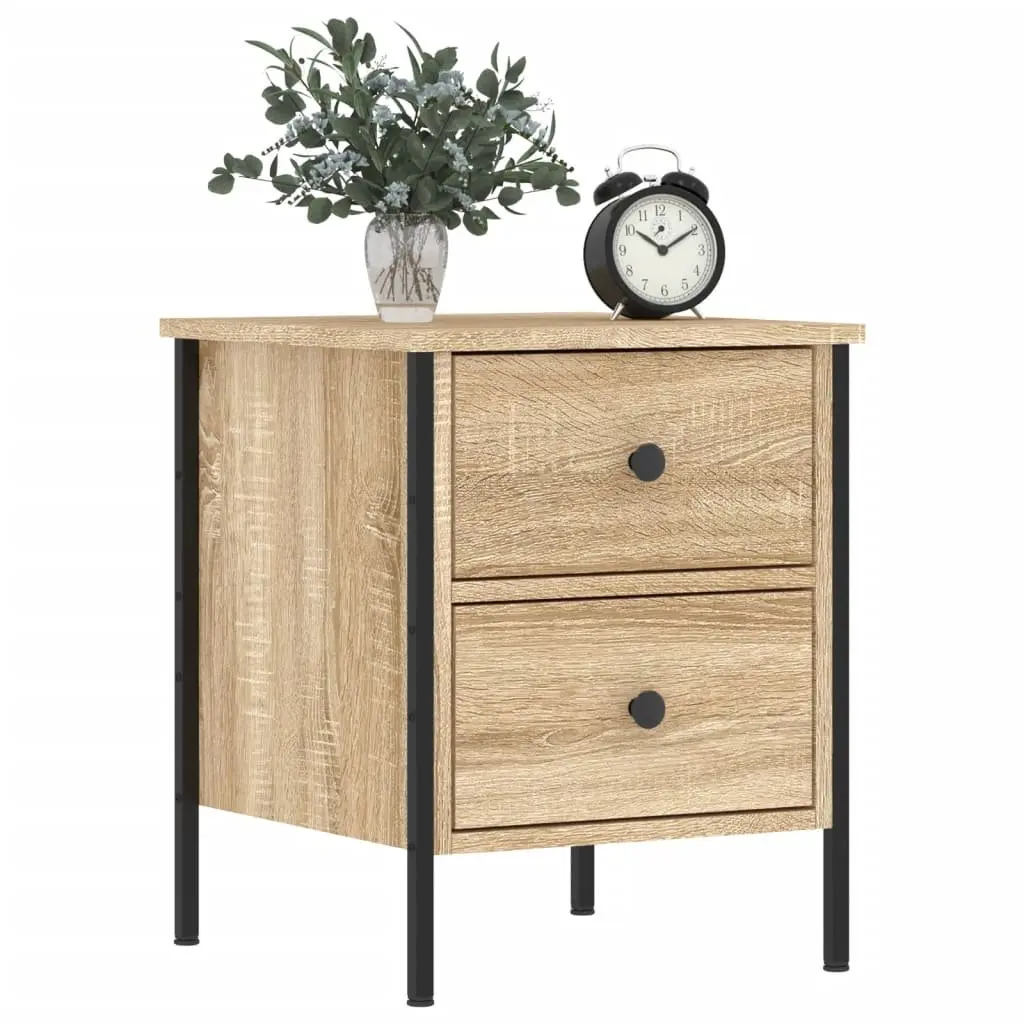 Bedside Cabinets Engineered Wood Brown 2 pcs with Drawers Storage