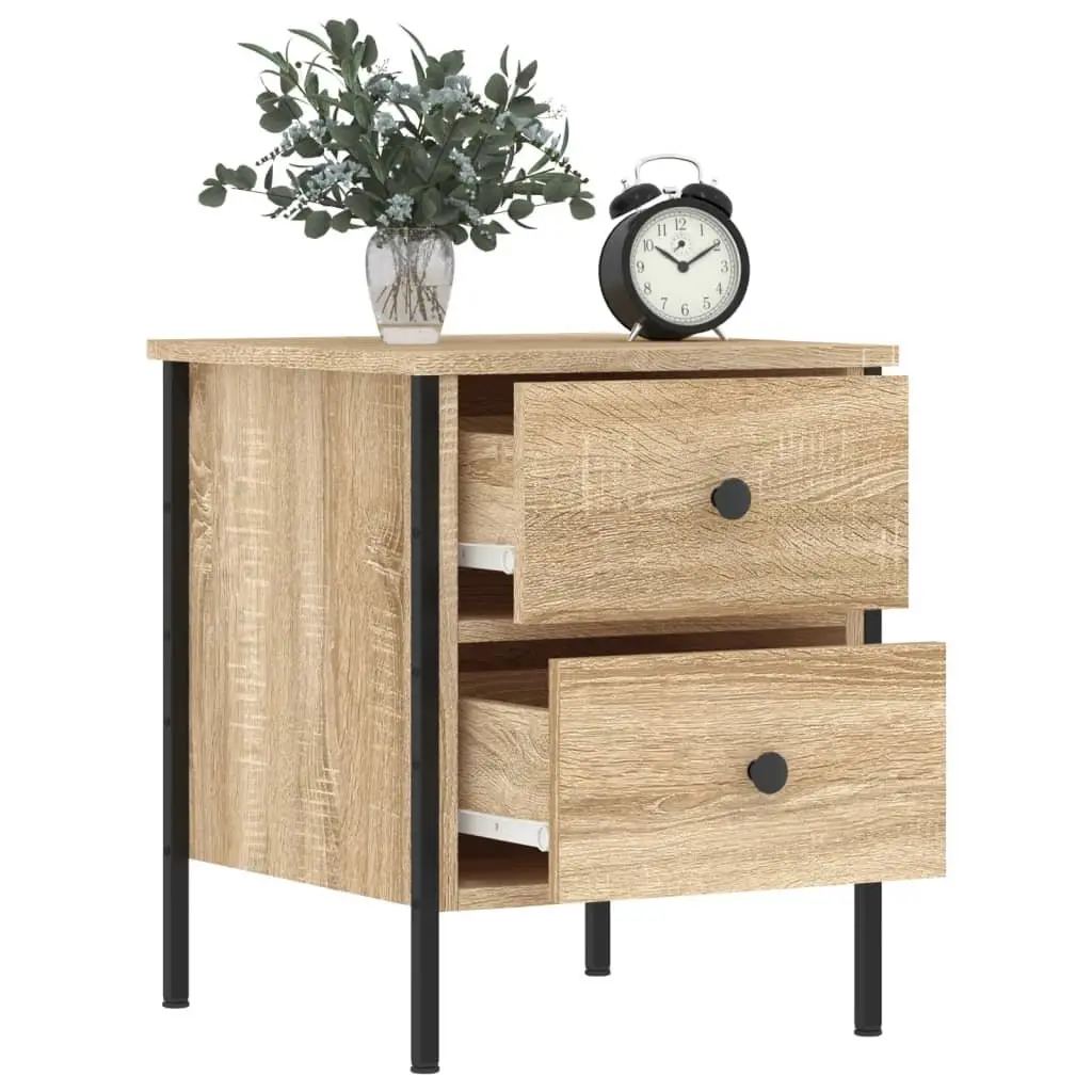 Bedside Cabinets Engineered Wood Brown 2 pcs with Drawers Storage