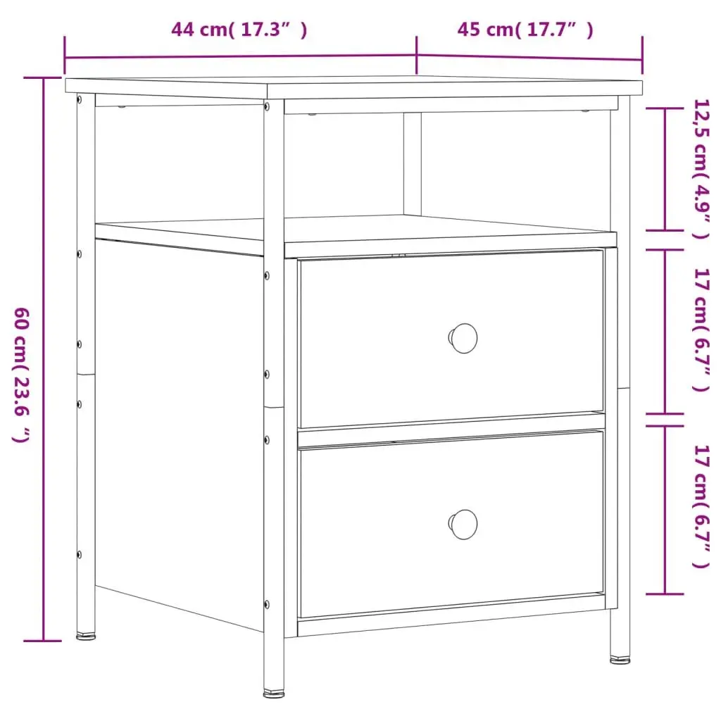 Bedside Cabinets Engineered Wood Brown 2 Piece Nightstands Storage Side Tables