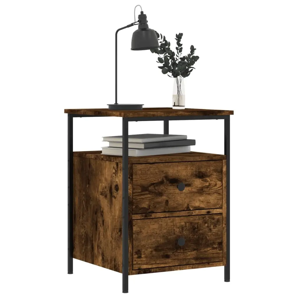 Bedside Cabinets Engineered Wood Brown 2 Piece Nightstands Storage Side Tables