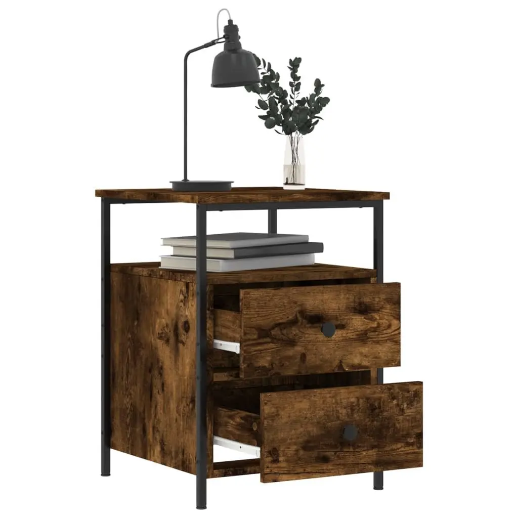 Bedside Cabinets Engineered Wood Brown 2 Piece Nightstands Storage Side Tables