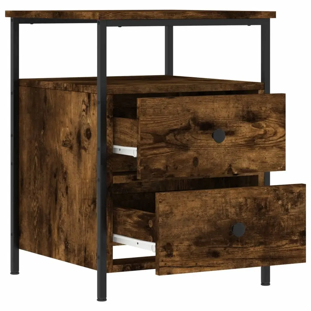 Bedside Cabinets Engineered Wood Brown 2 Piece Nightstands Storage Side Tables