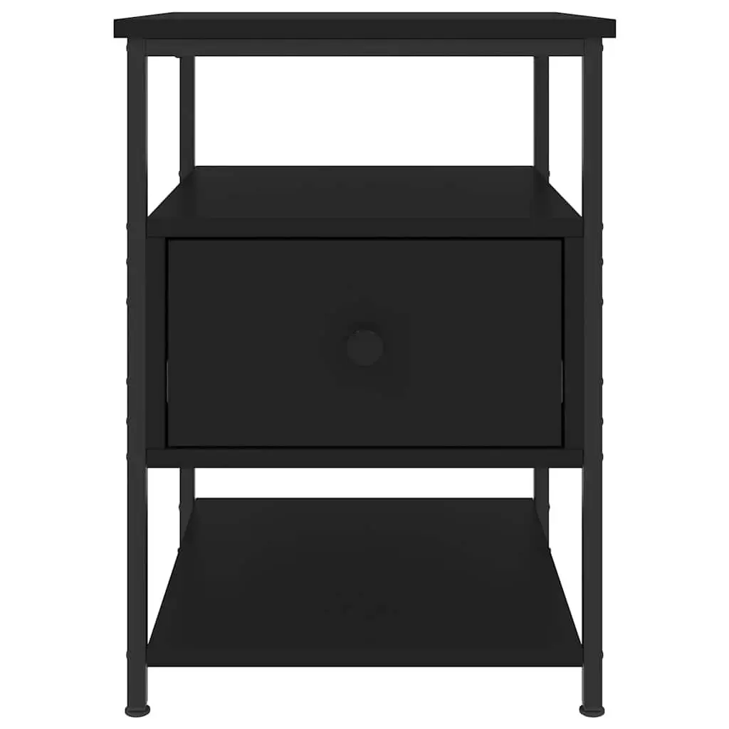Bedside Cabinet Engineered Wood Iron Frame 40x42x56 cm Black 2 Piece