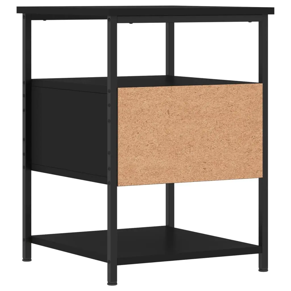 Bedside Cabinet Engineered Wood Iron Frame 40x42x56 cm Black 2 Piece