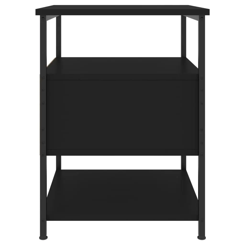 Bedside Cabinet Engineered Wood Iron Frame 40x42x56 cm Black 2 Piece