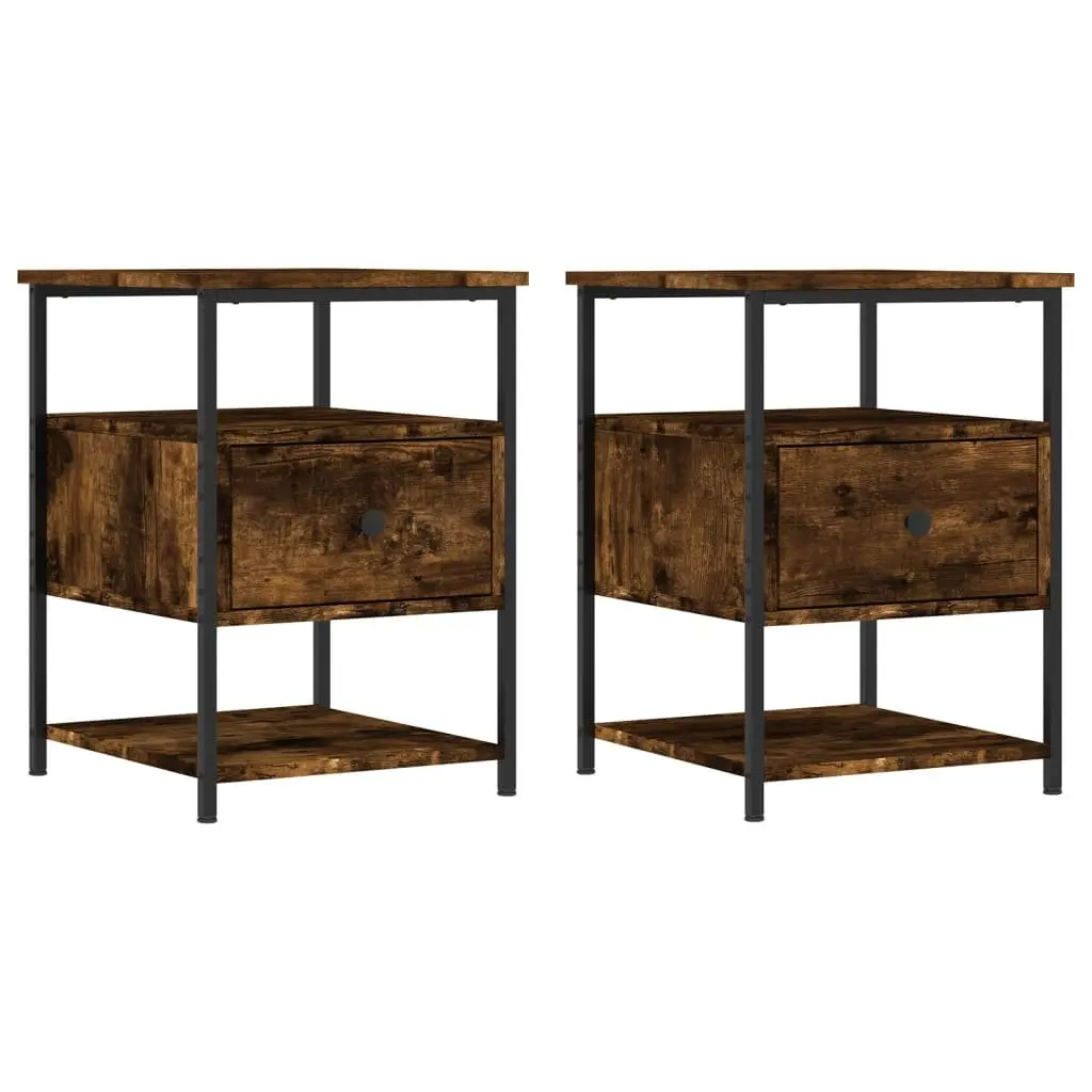 2-Piece Brown Bedside Cabinet Set for Home Use