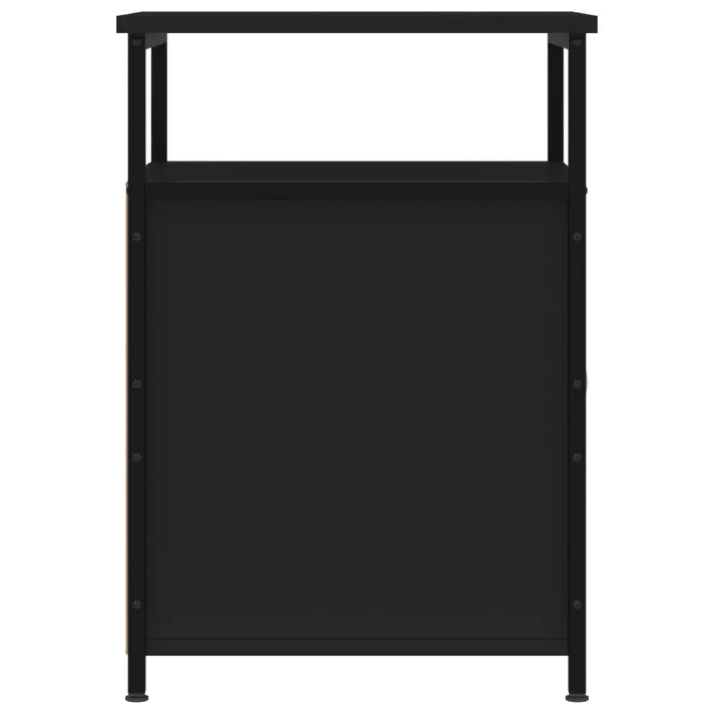 Nightstand Tables 2 Piece Black Engineered Wood Storage for Bedroom Living Room
