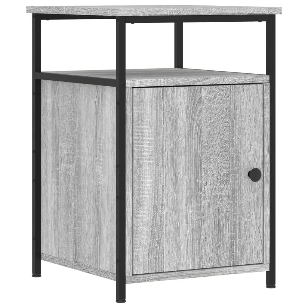 Bedside Cabinets Engineered Wood Grey Sonoma 2 Piece Storage Tables