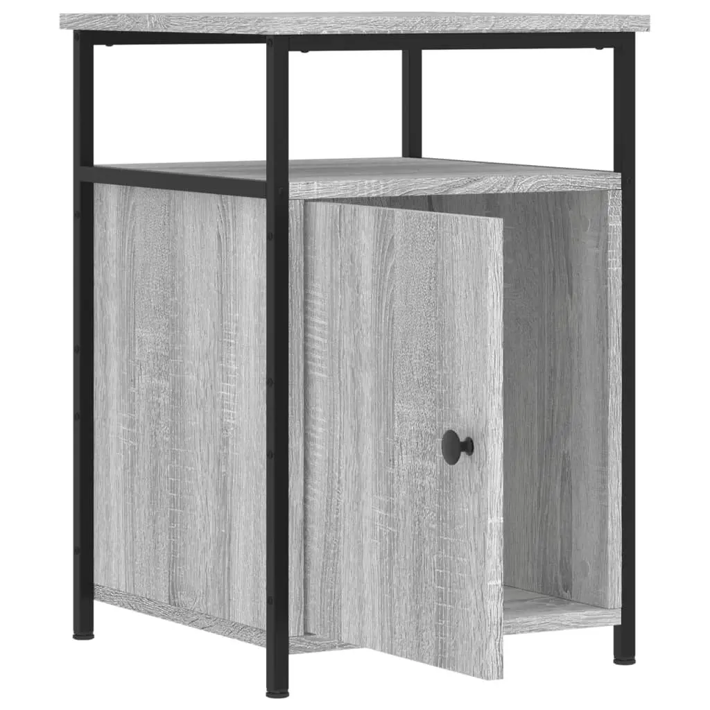 Bedside Cabinets Engineered Wood Grey Sonoma 2 Piece Storage Tables