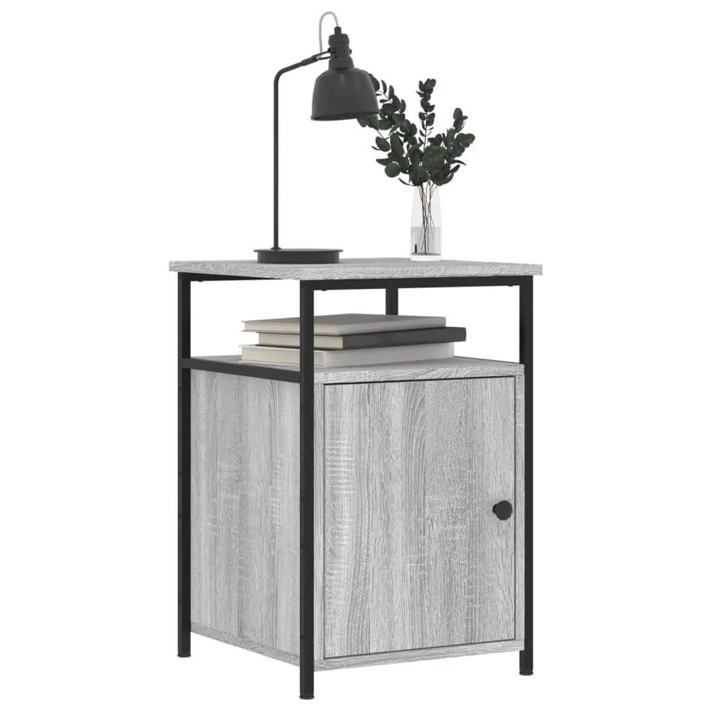 Bedside Cabinets Engineered Wood Grey Sonoma 2 Piece Storage Tables
