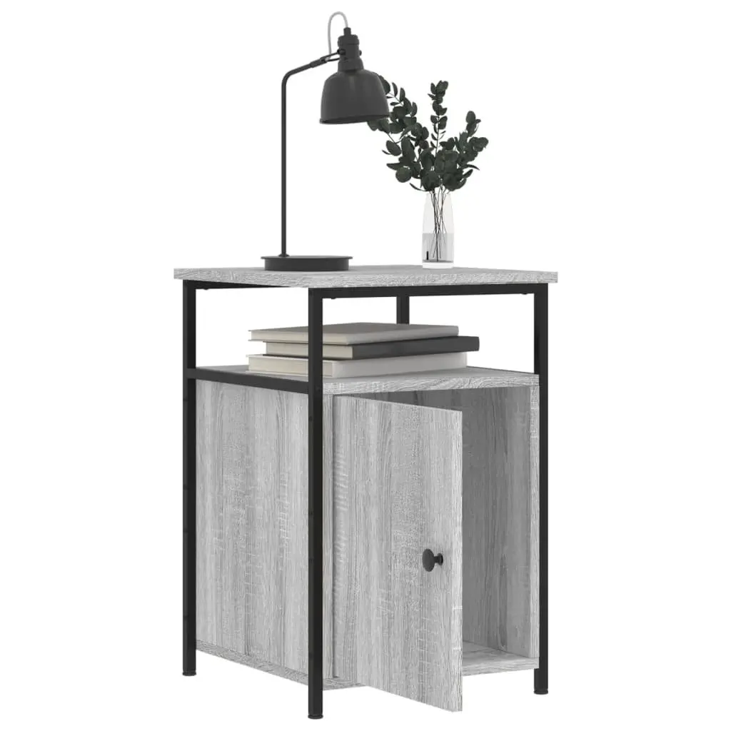 Bedside Cabinets Engineered Wood Grey Sonoma 2 Piece Storage Tables