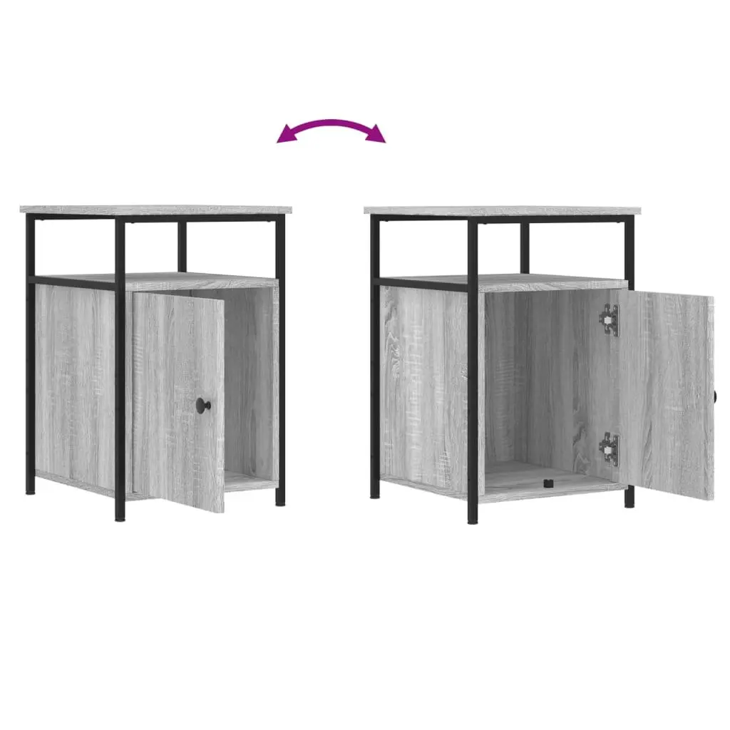 Bedside Cabinets Engineered Wood Grey Sonoma 2 Piece Storage Tables