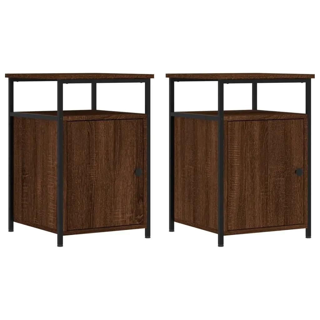 Bedside Cabinets 2 pcs Brown Oak 40x42x60 cm Engineered Wood Storage Tables