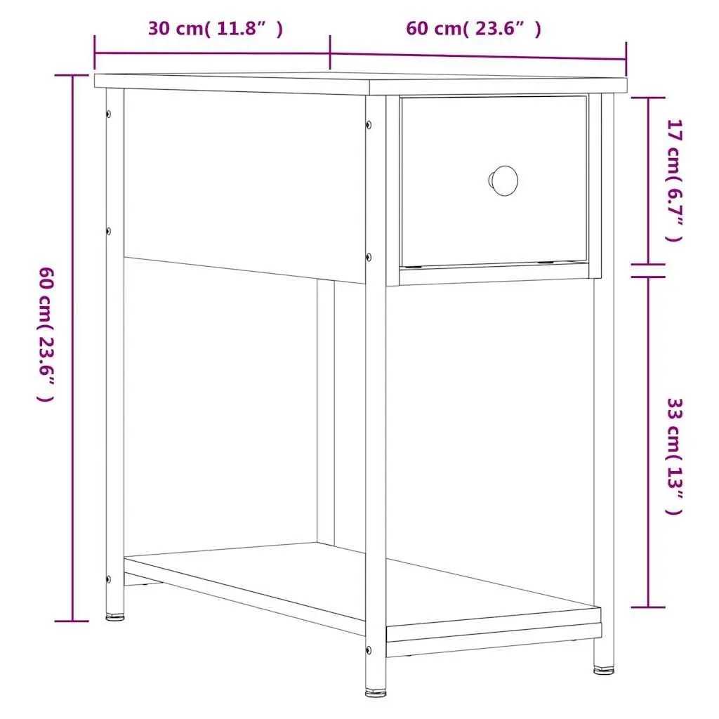 Bedside Cabinets 2 Piece Grey Sonoma Engineered Wood Iron Frame Storage Furniture